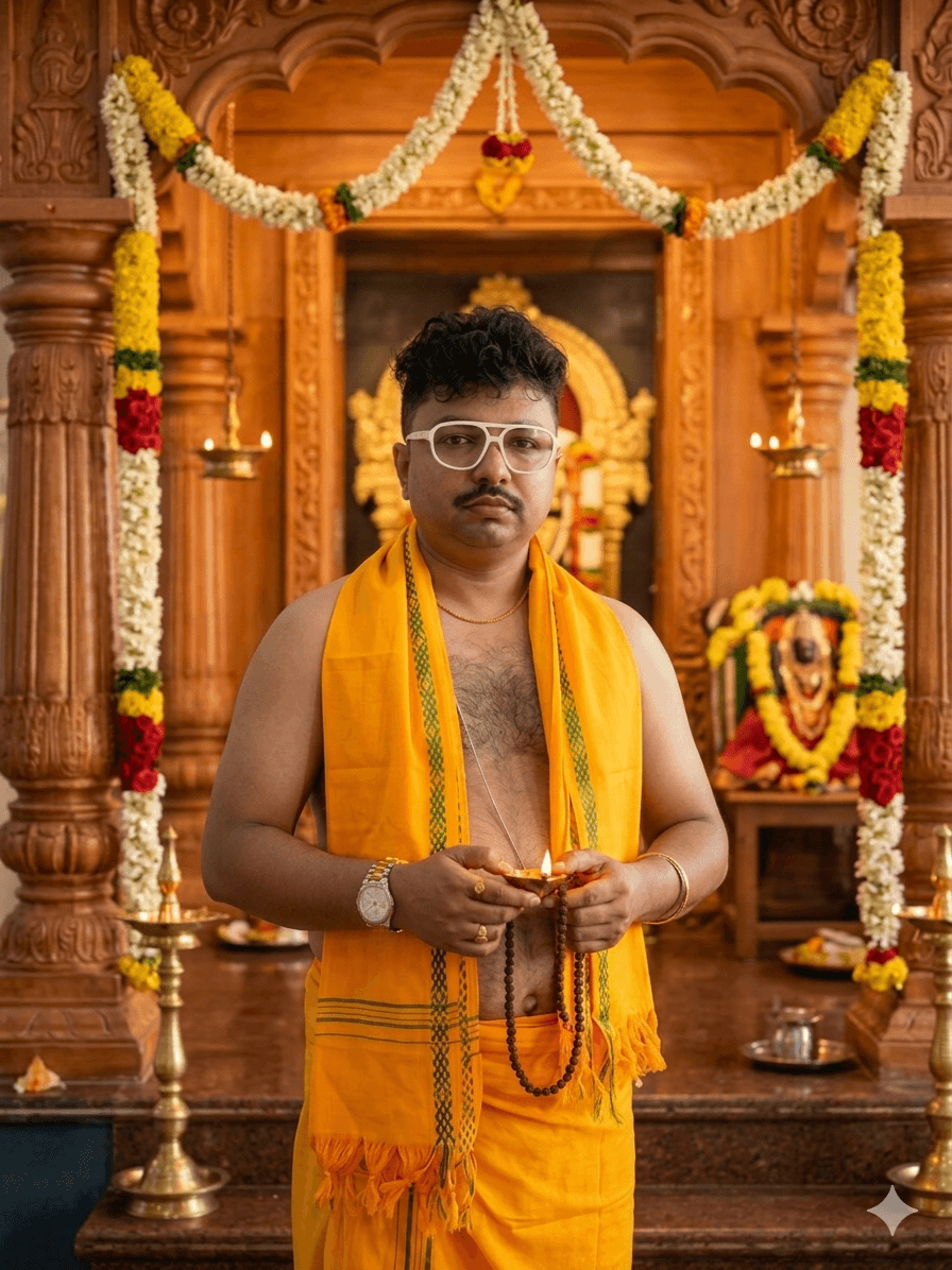 Sri Anik Misra studying a horoscope chart